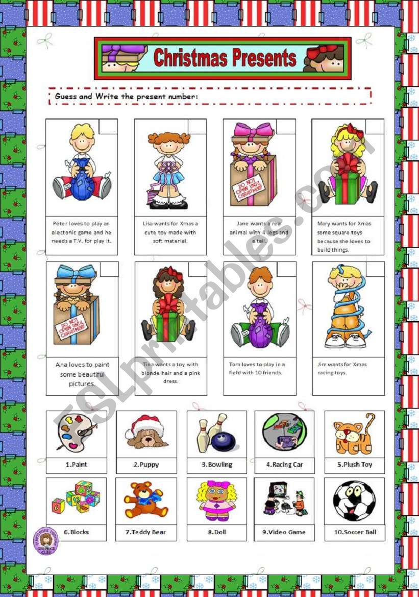 Christmas Presents worksheet