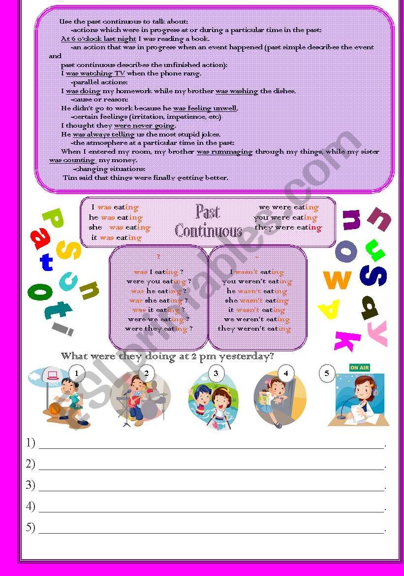 Past continuous worksheet