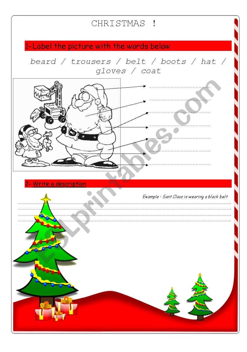 describe Santa Claus  worksheet