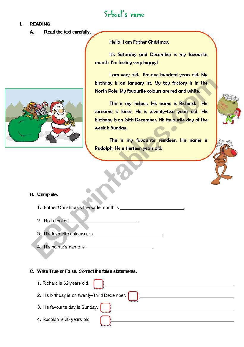 Father Christmas is coming! worksheet