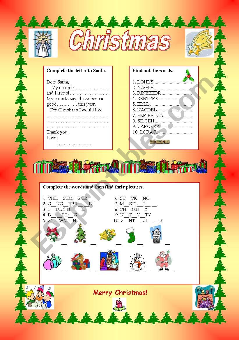 Christmas (editable+key) worksheet