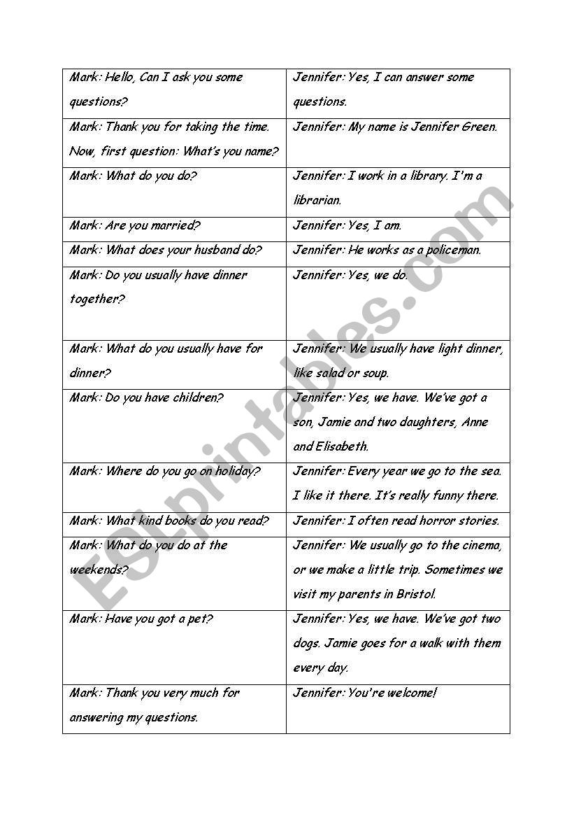 interview worksheet