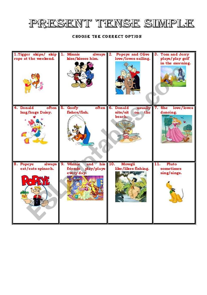 present tense simple worksheet