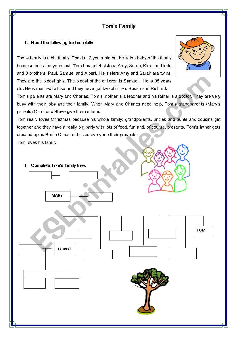 Toms Family worksheet