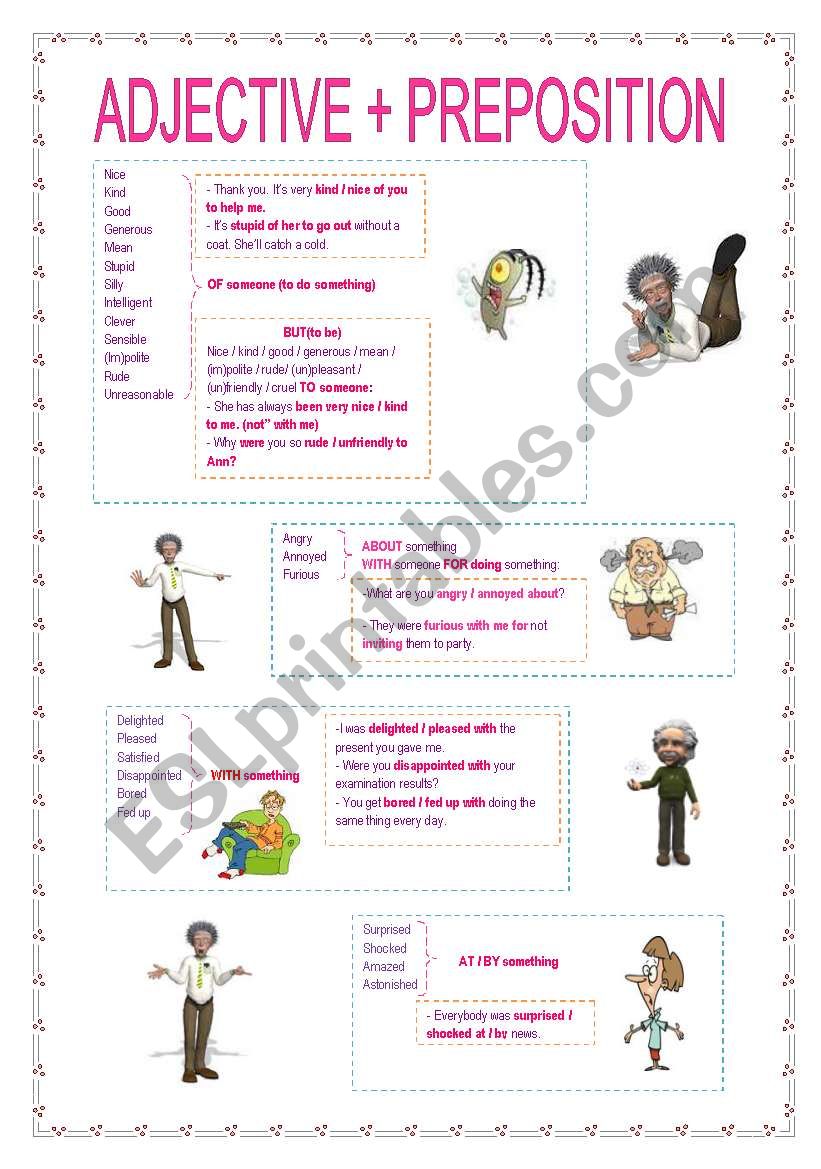 adjective + preposition worksheet