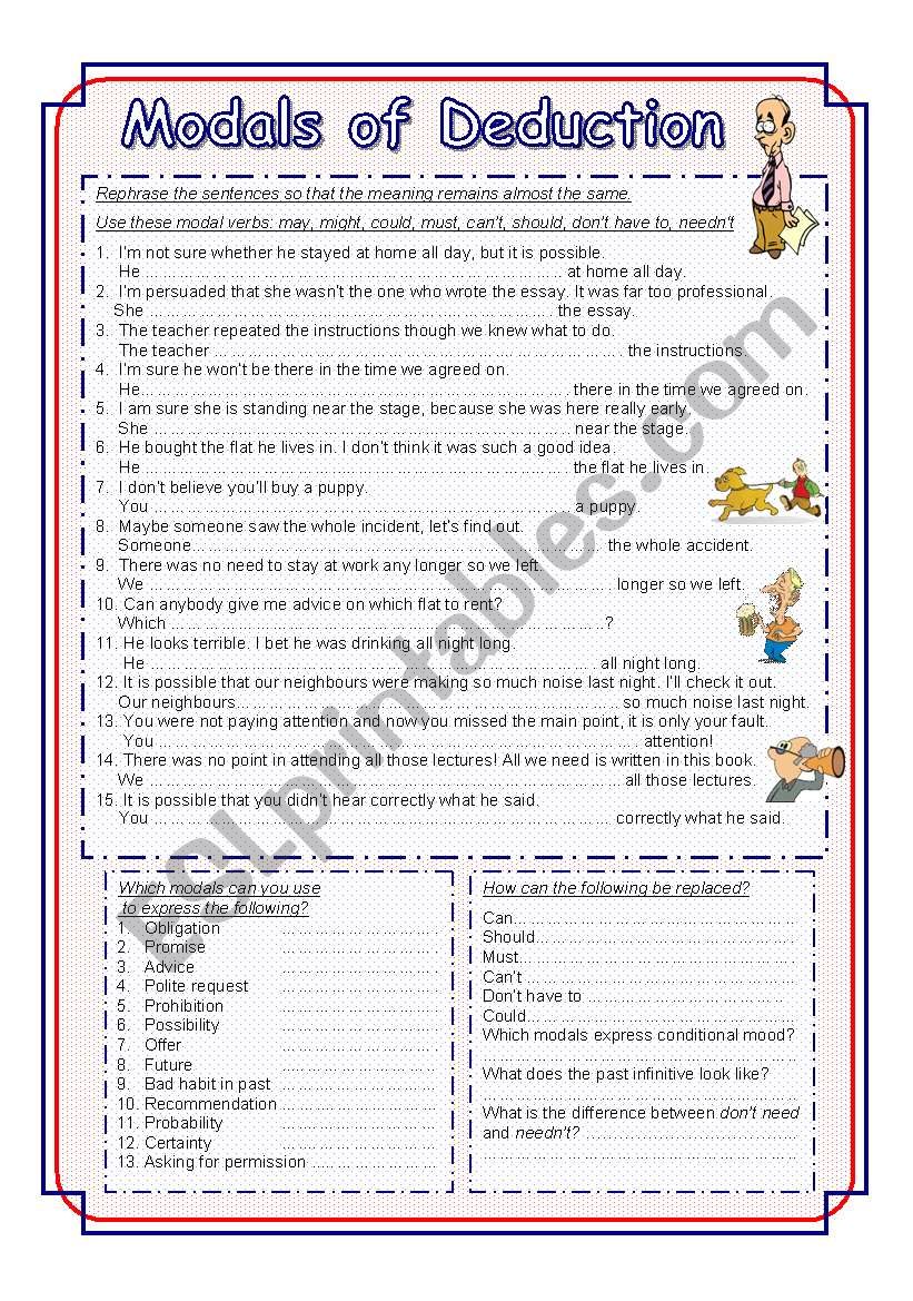 Modals of Deductions - exercises