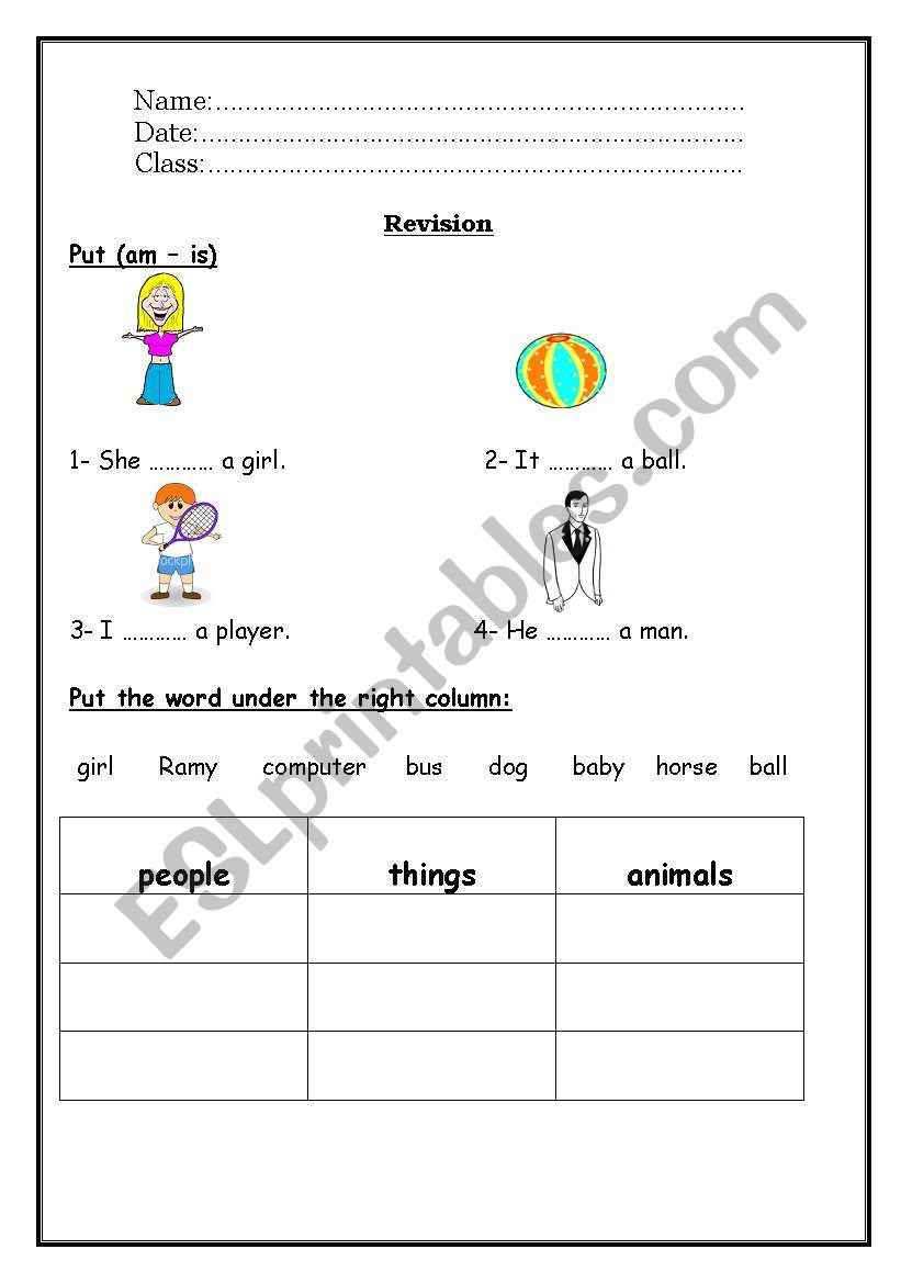 Revision  worksheet