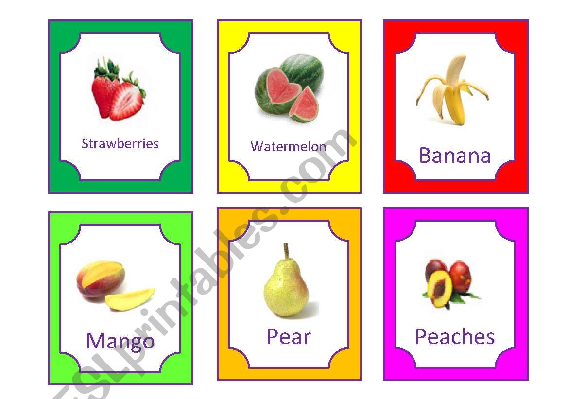 Fruits flashcards worksheet