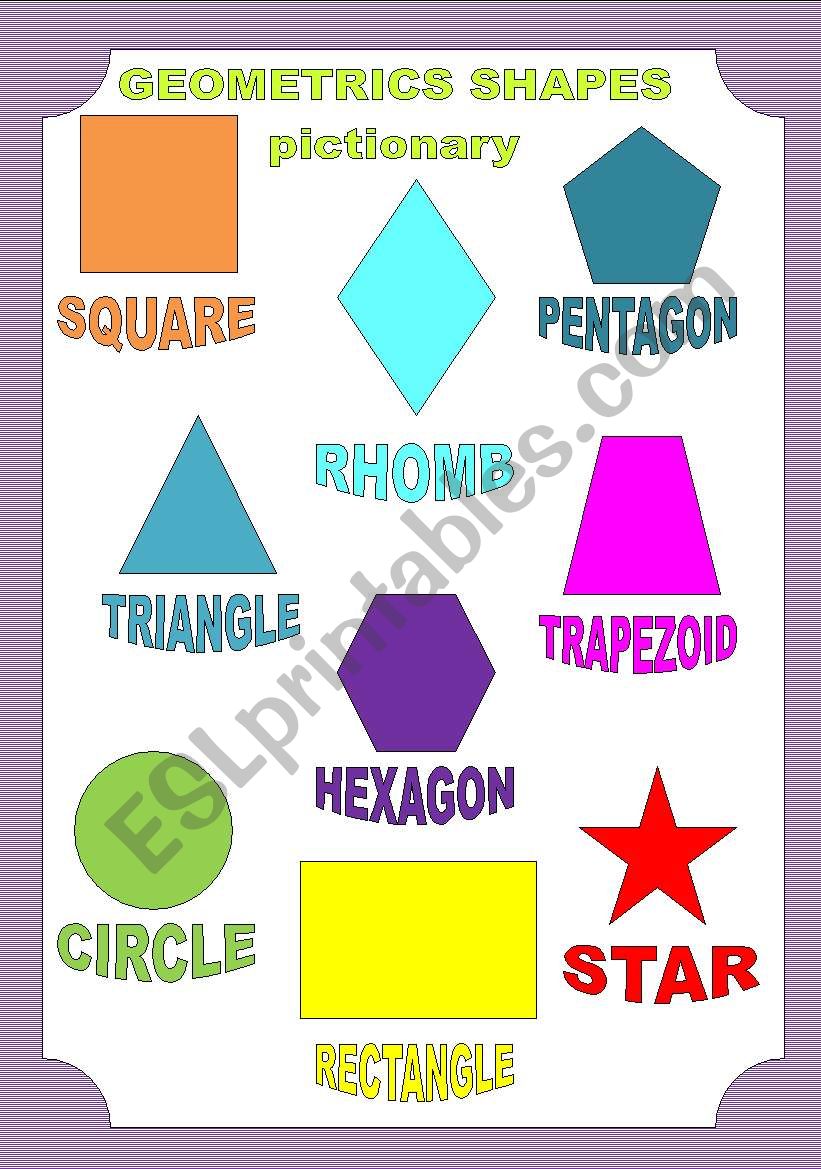 SHAPES: PICTIONARY, FLASHCARDS, MEMORY GAME AND CROSSWORD