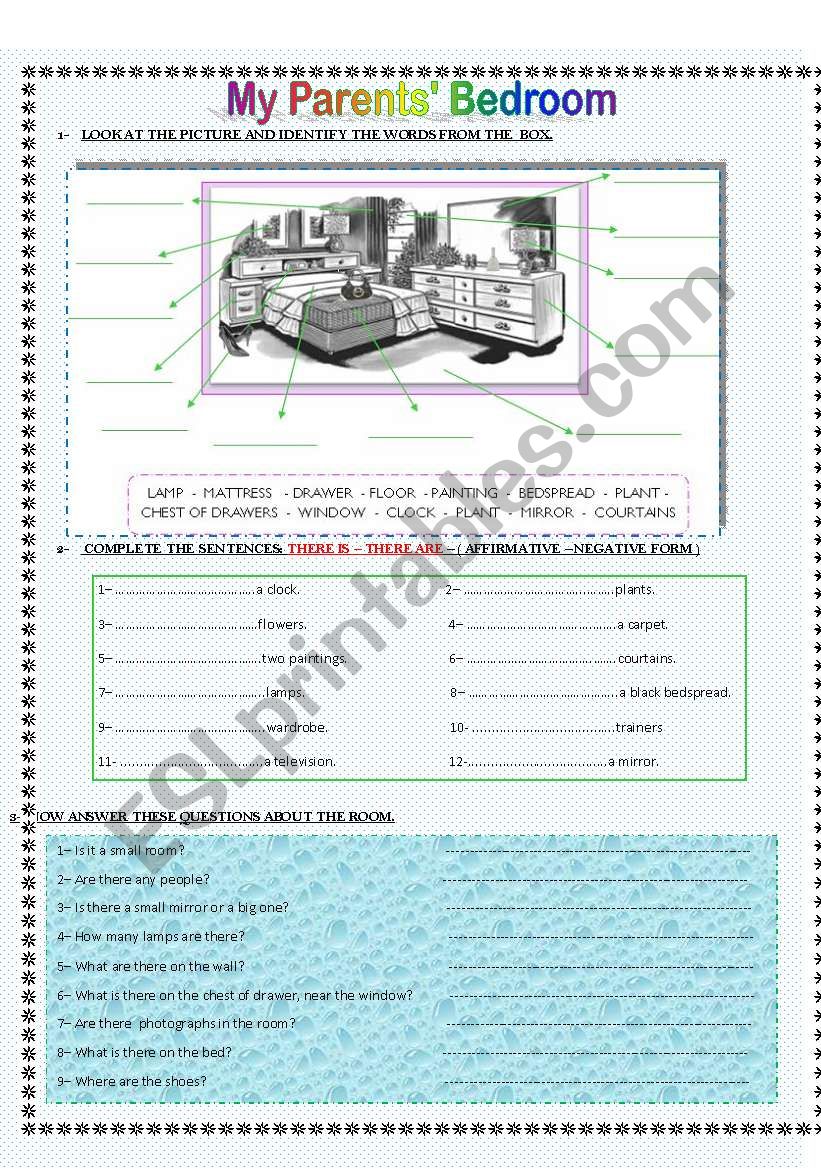 My parents´ bedroom ESL worksheet by cely