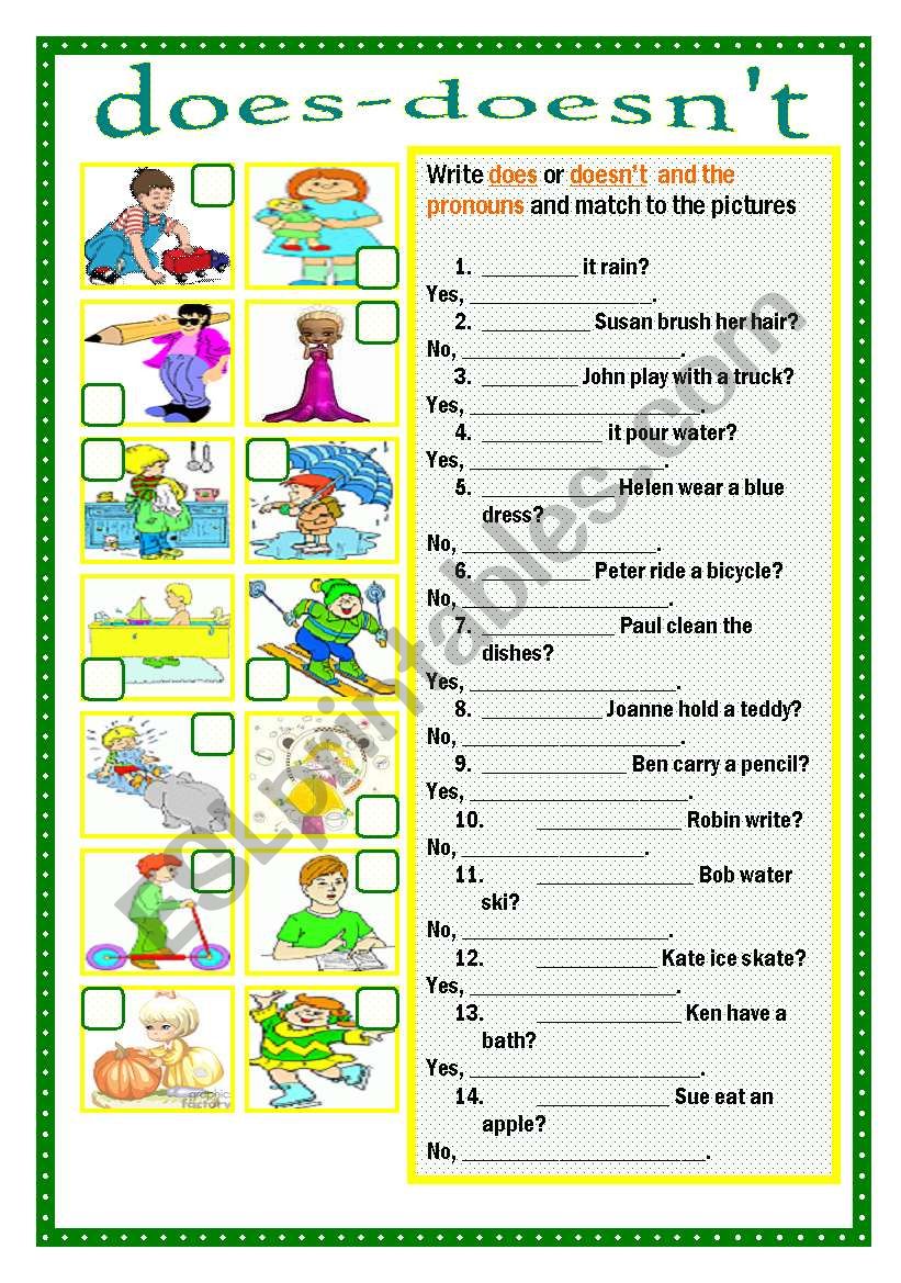 does-doesnÂ´t worksheet