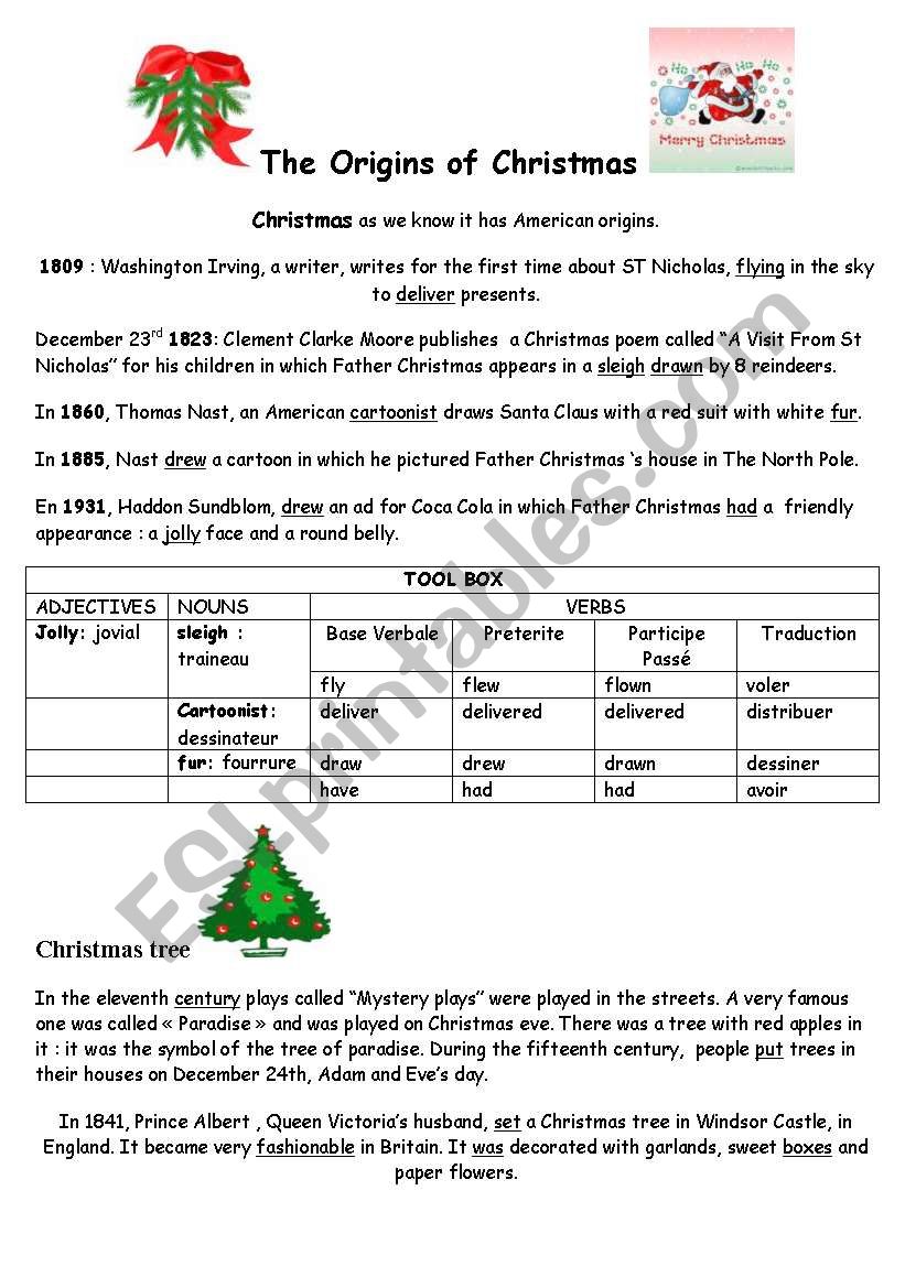 The Origins of Christmas worksheet