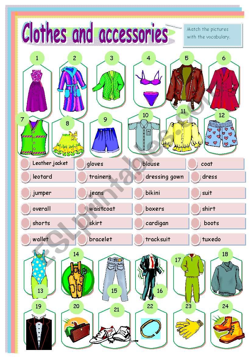 Clothes and accessories matching activity - fully editable