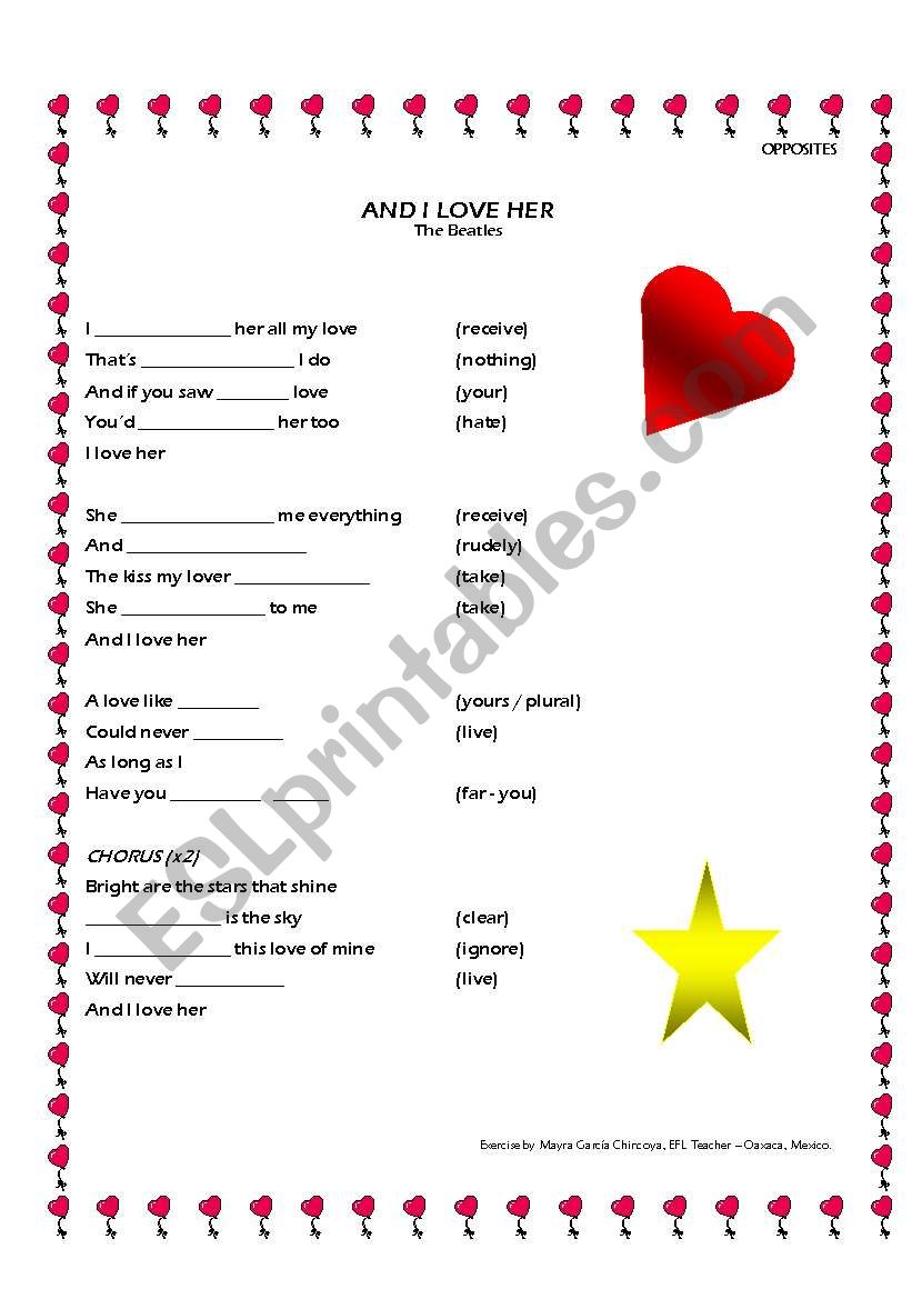 AND I LOVE HER - Re-uploaded! worksheet