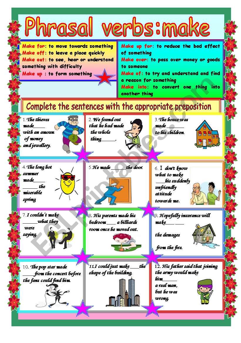 Phrasal verbs : make worksheet