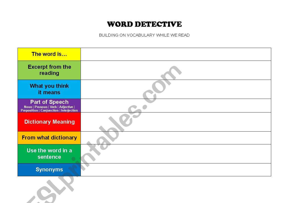 Word Detective worksheet