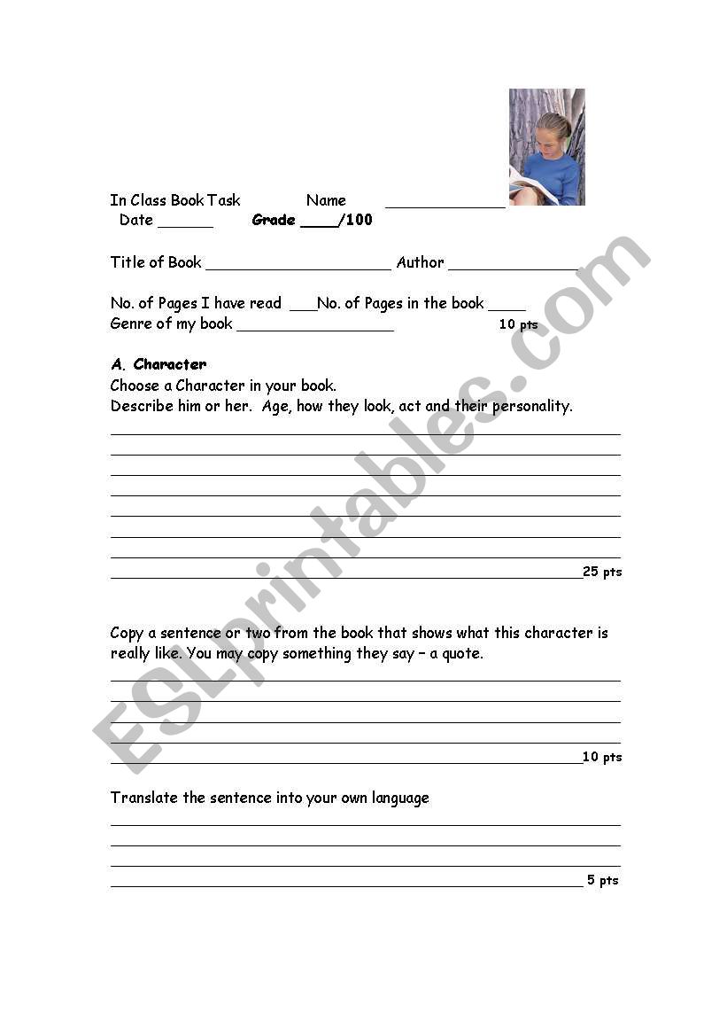 Book Task worksheet