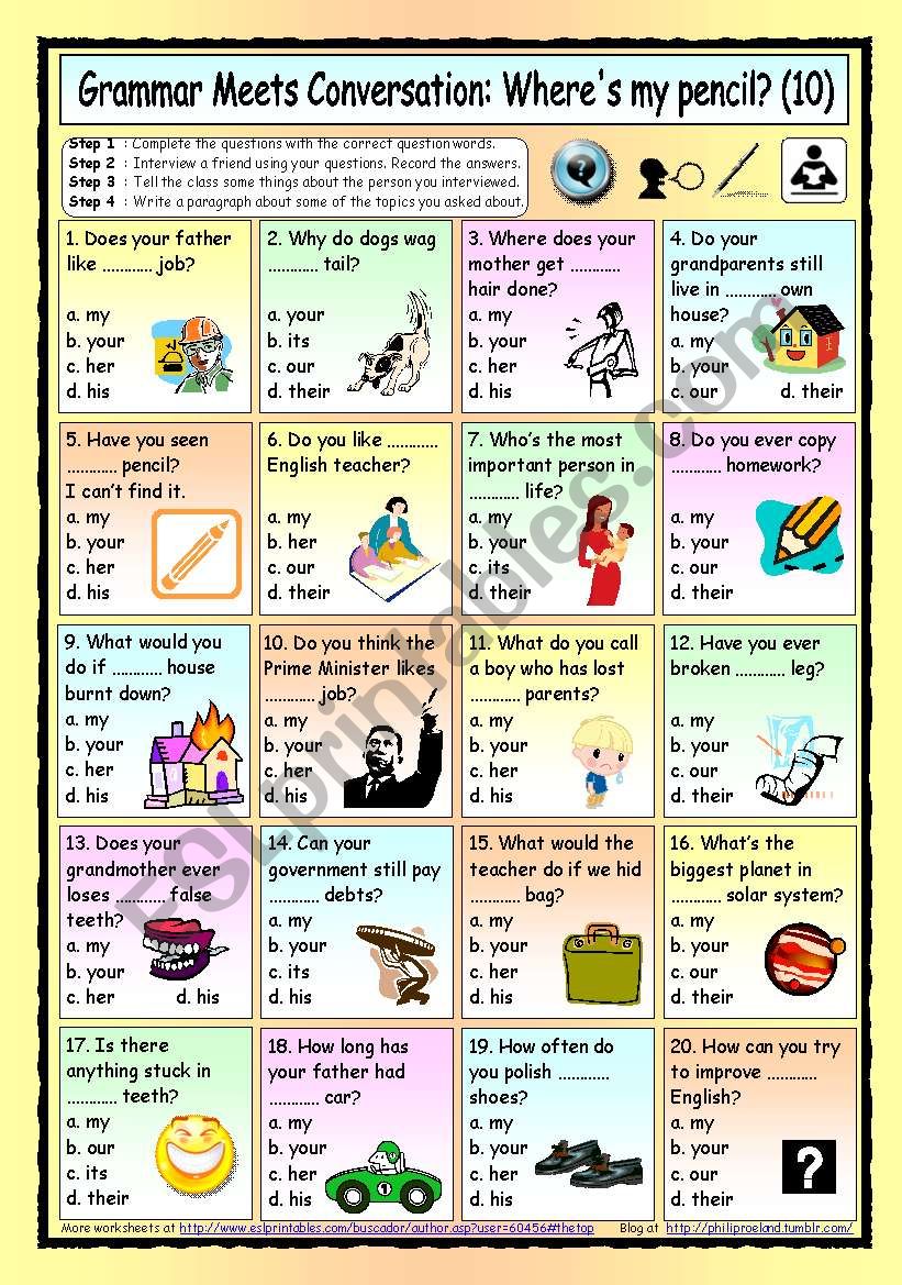 Grammar Meets Conversation: Possessive Adjectives (10) - Asking for Information