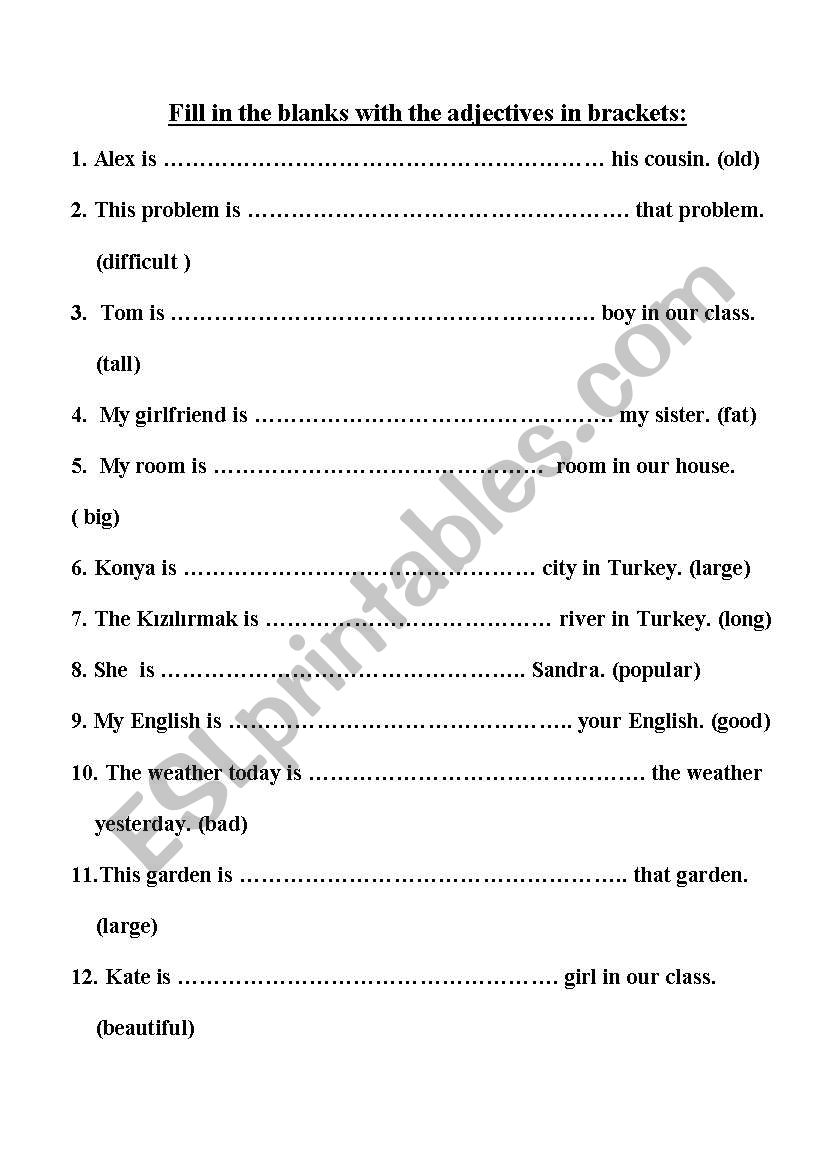 comparatives and superlatives worksheet