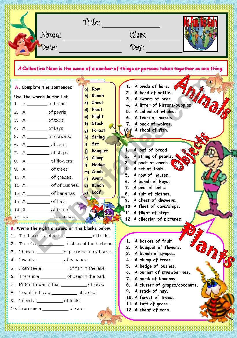 COLLECTIVE NOUNS worksheet