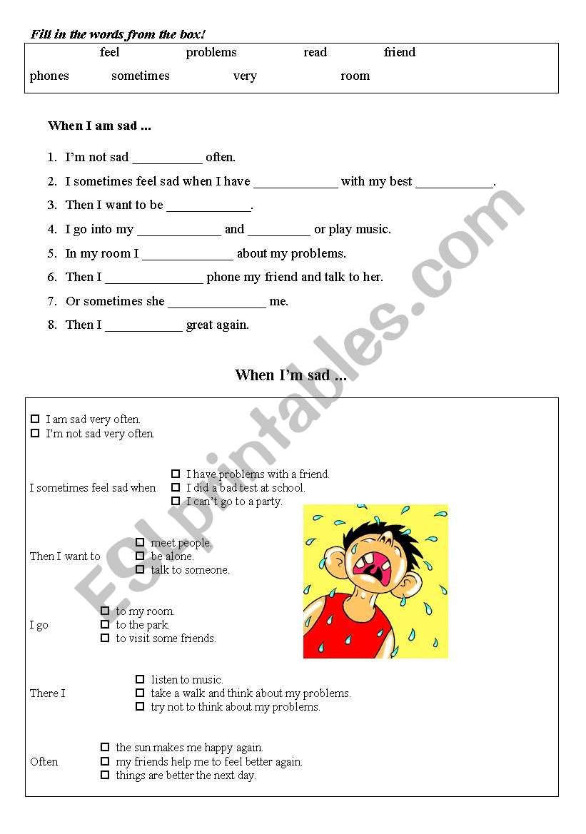 when i am sad worksheet