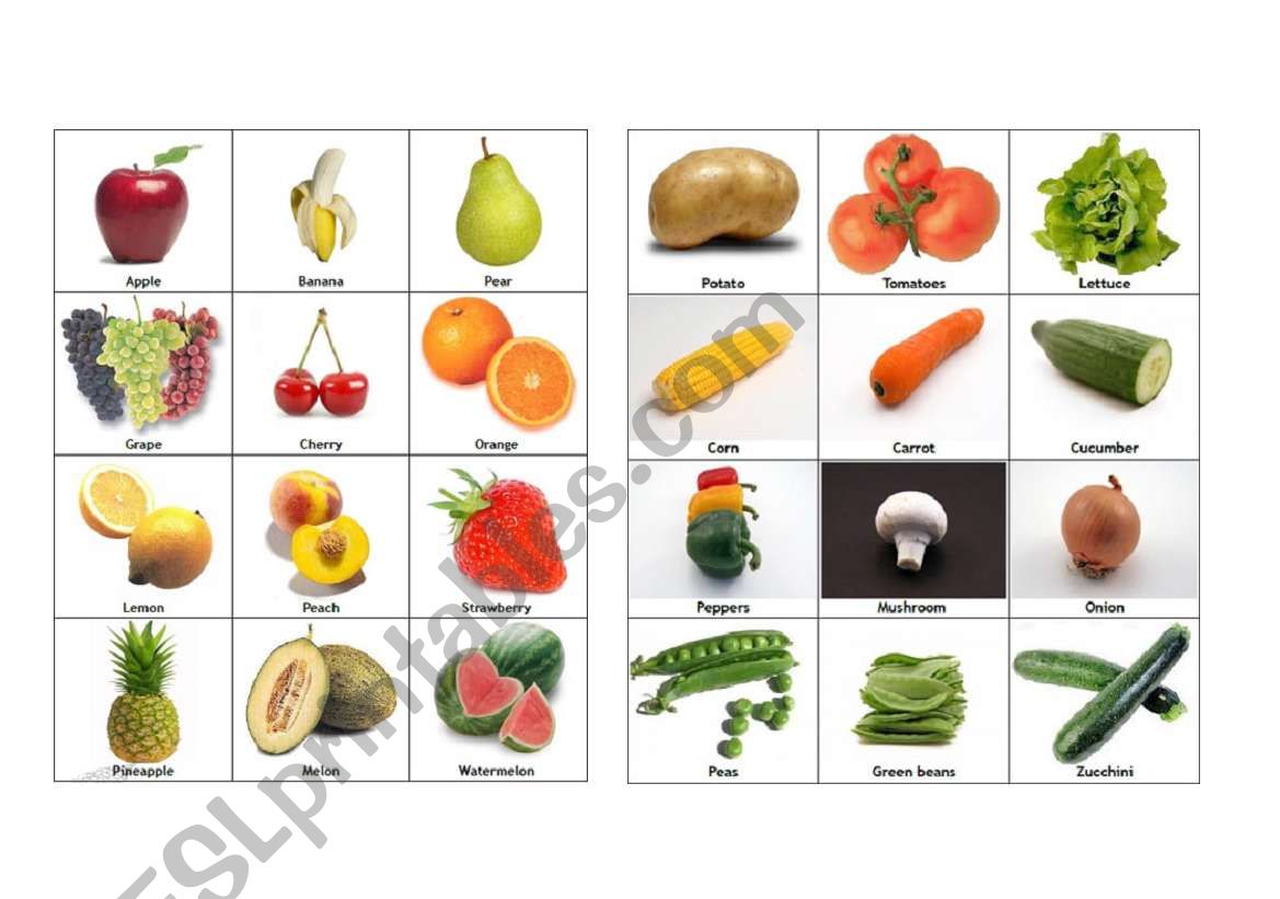 Fruit and vegetables worksheet