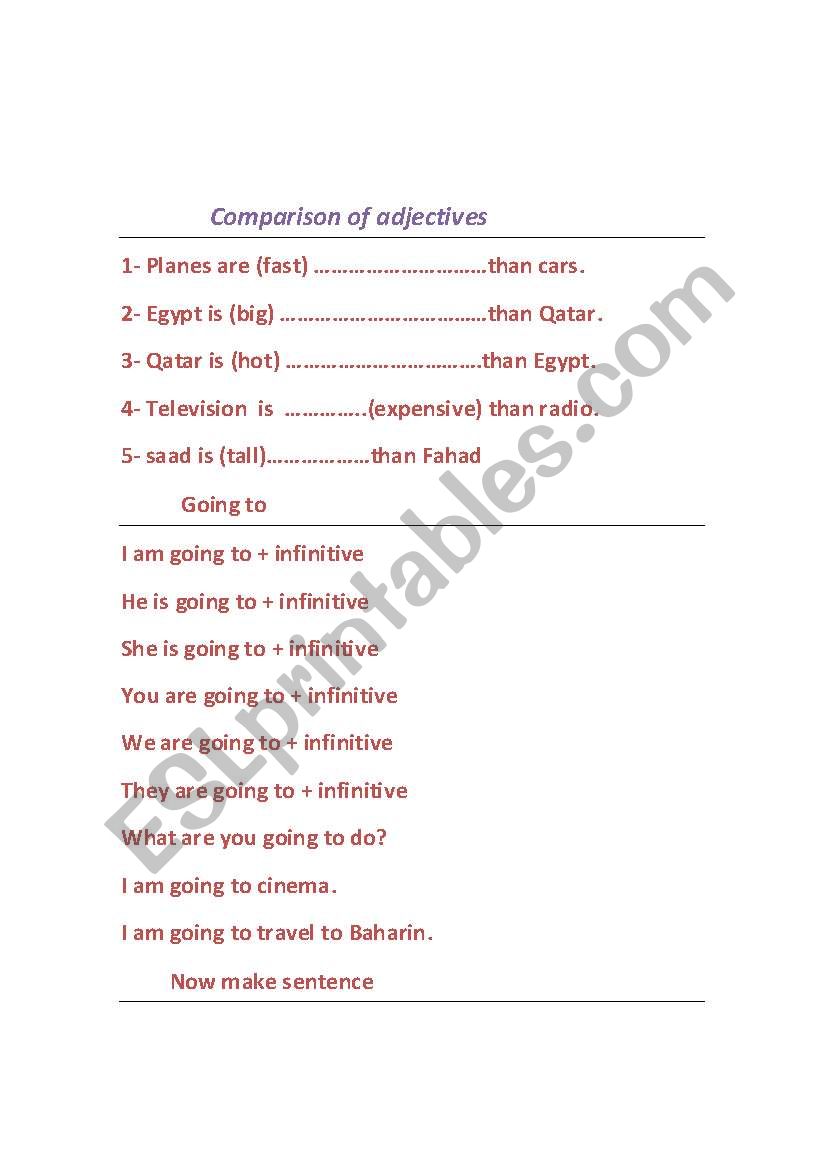 comparison of adjective plus simple writing