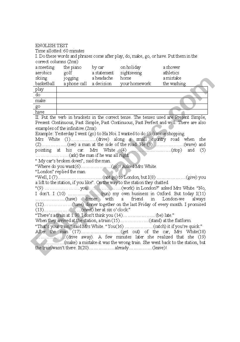 GRAMMAR worksheet