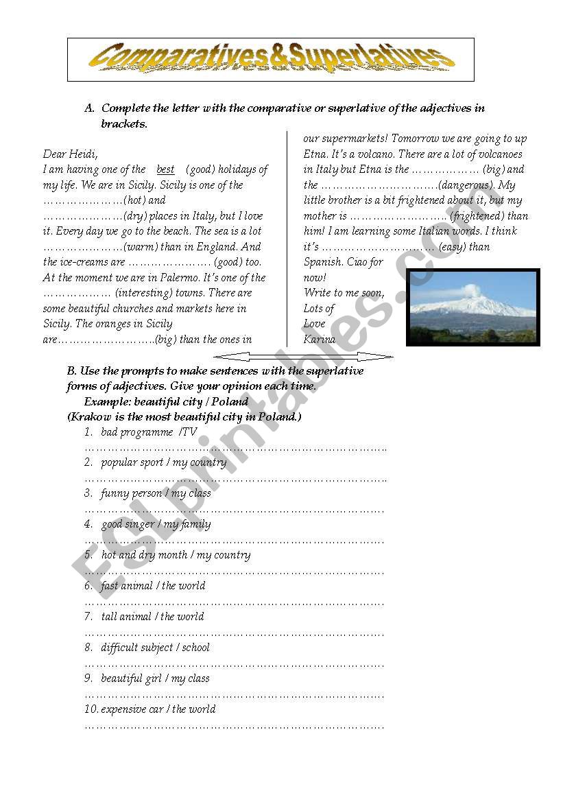 Comparatives & Superlatives worksheet