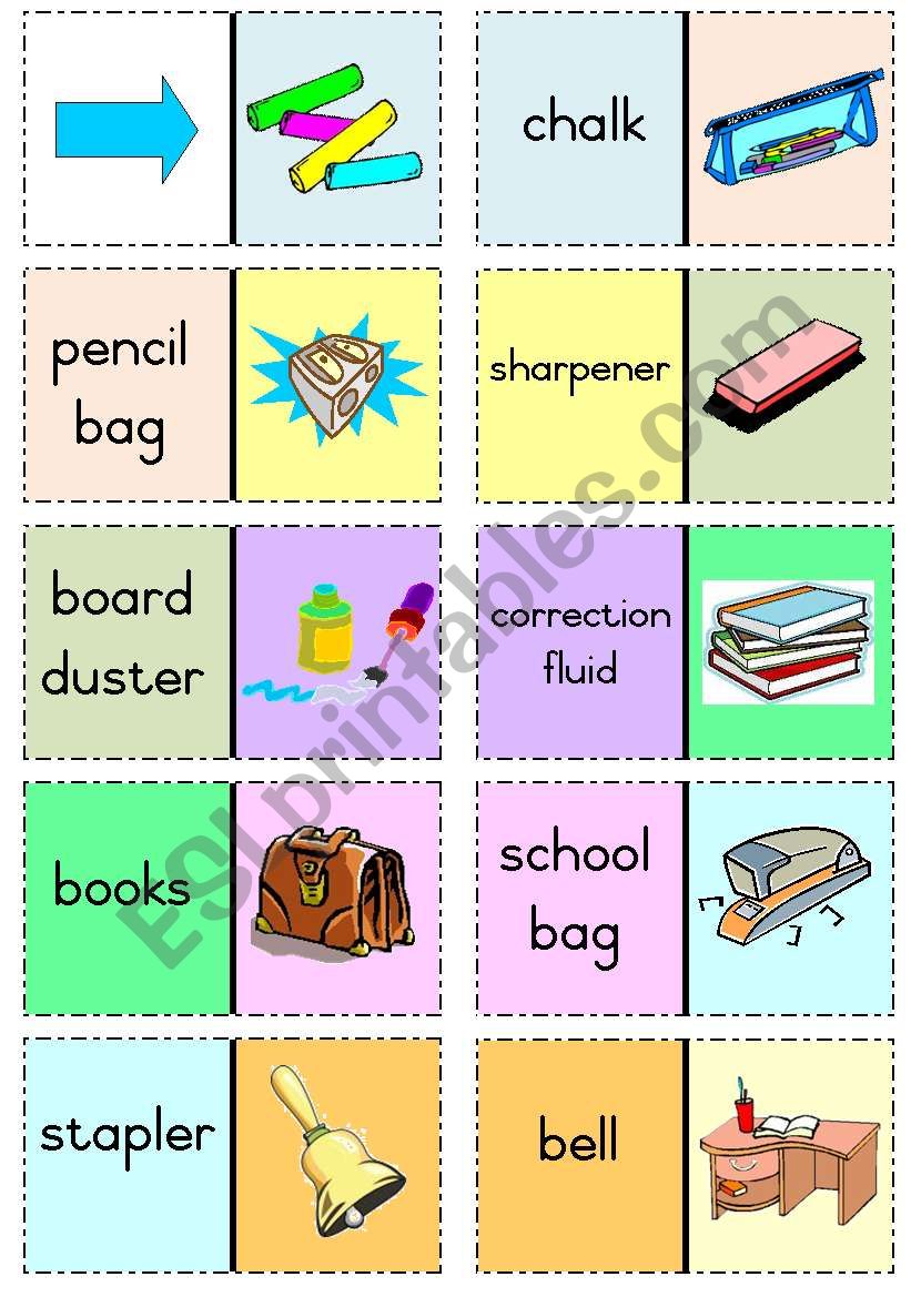 At school - Dominoes worksheet