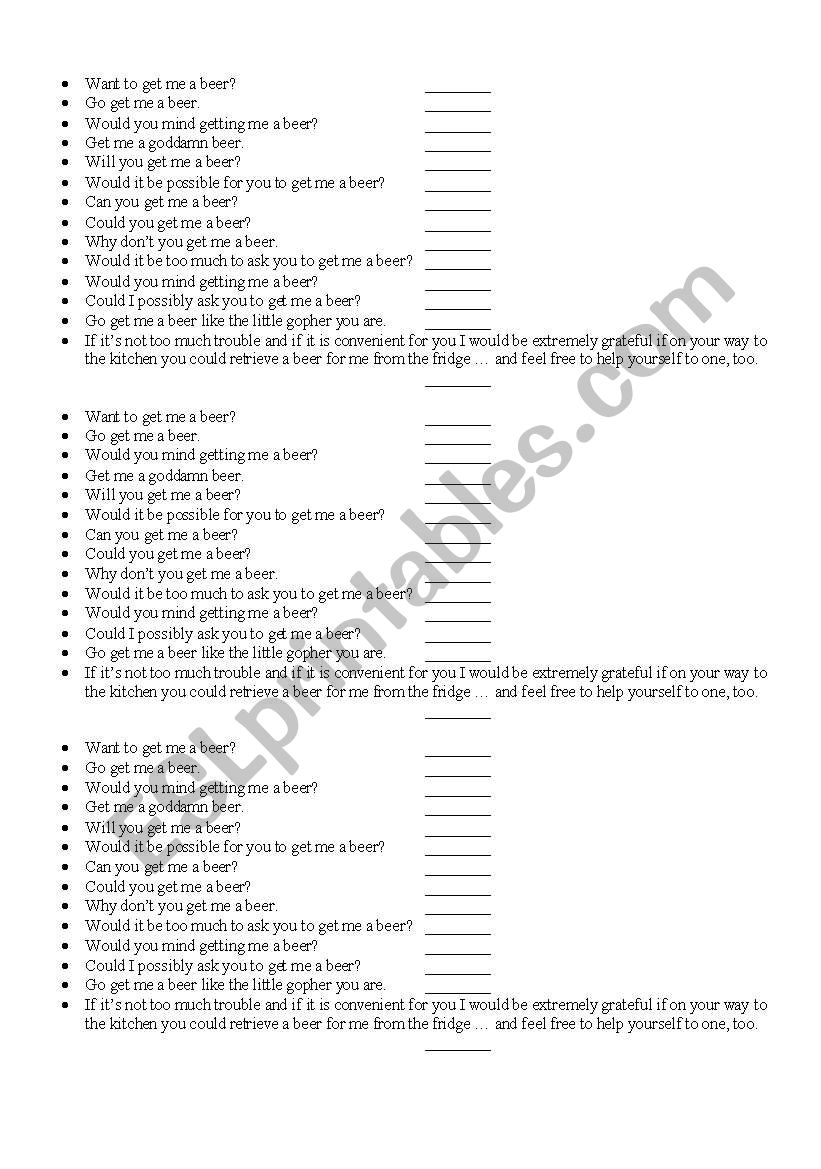 Requests worksheet