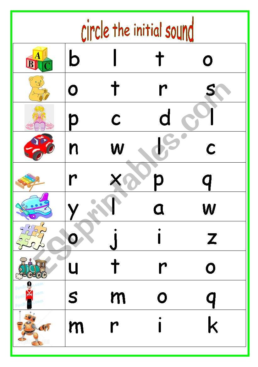 circle the initial sound worksheet