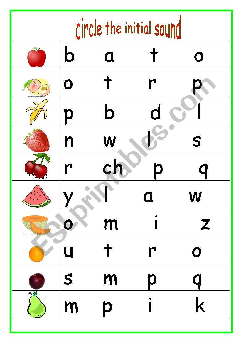 circle the initial sound worksheet