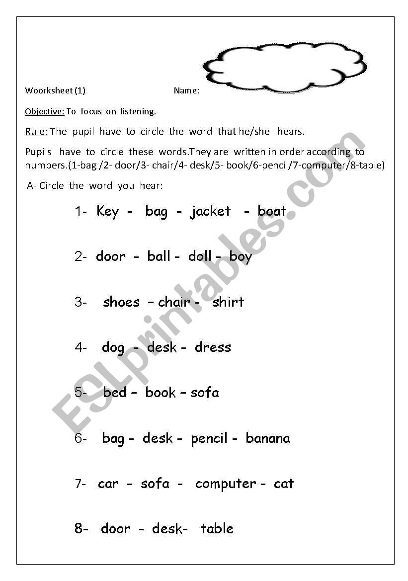 Listen worksheet