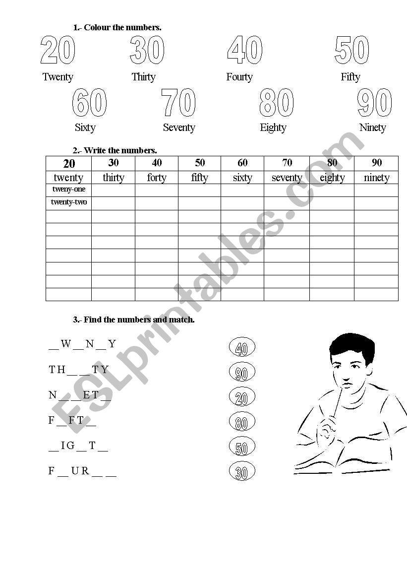 numbers and price worksheet