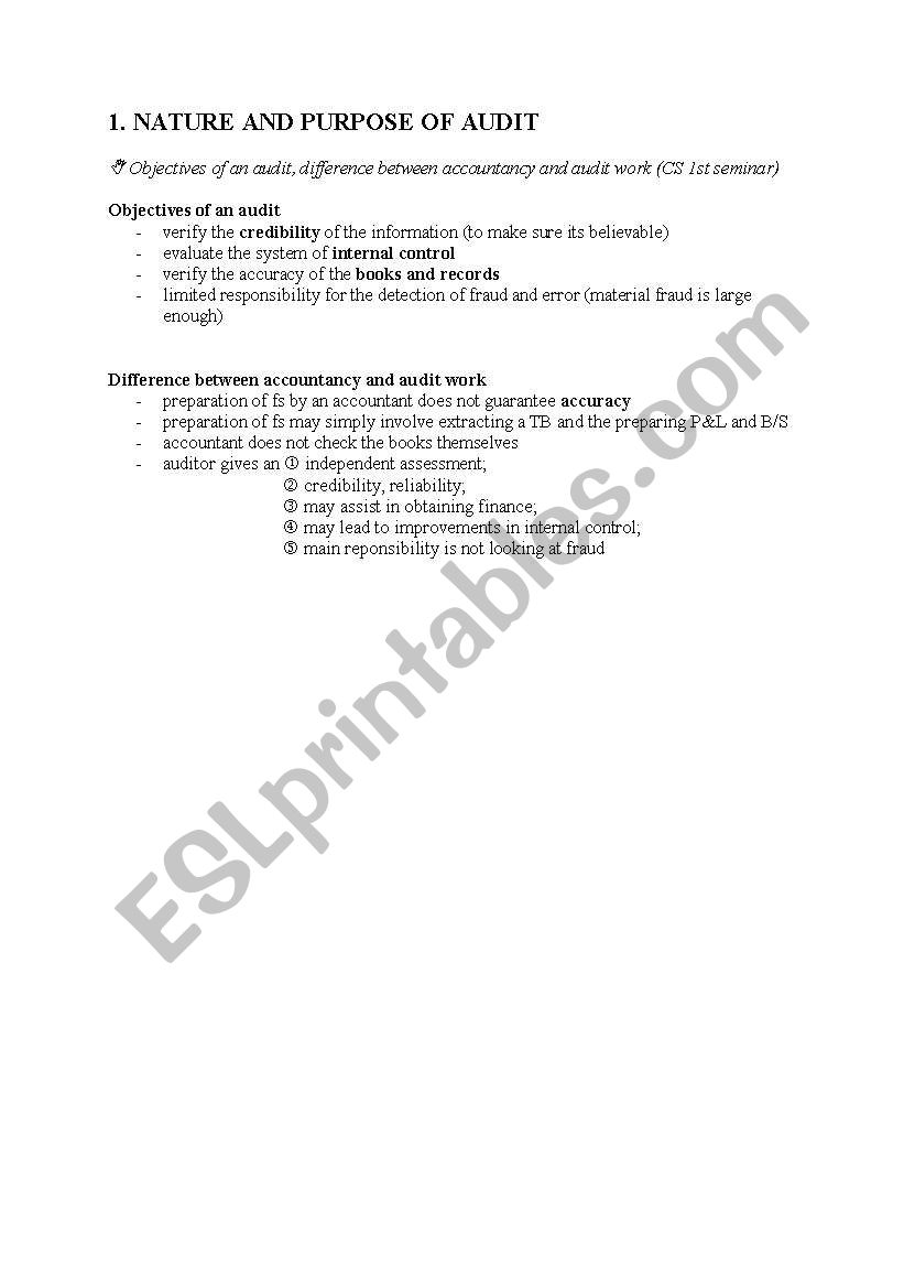 Audit&Assurance Notes worksheet