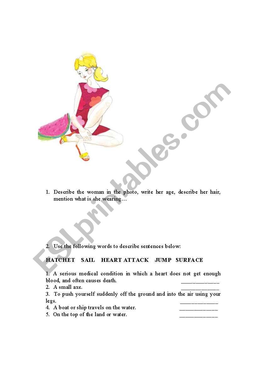 Desribing appearances worksheet