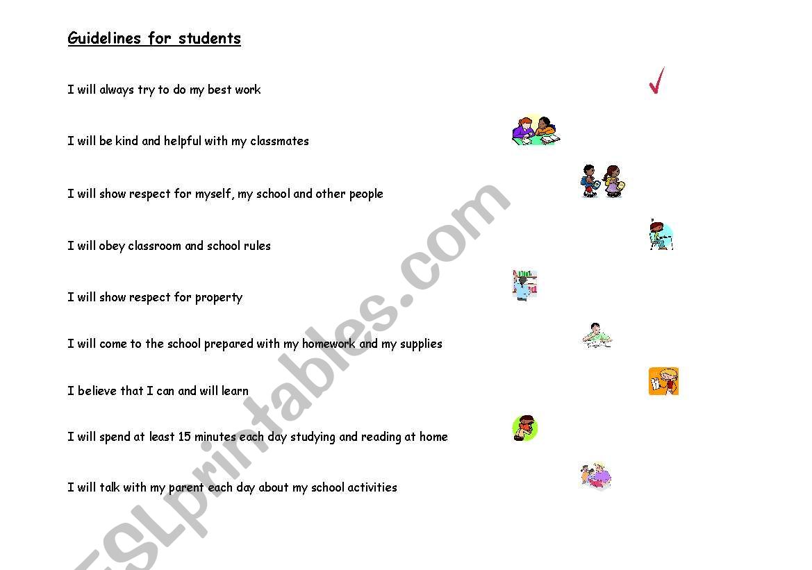 guidelines for first day worksheet