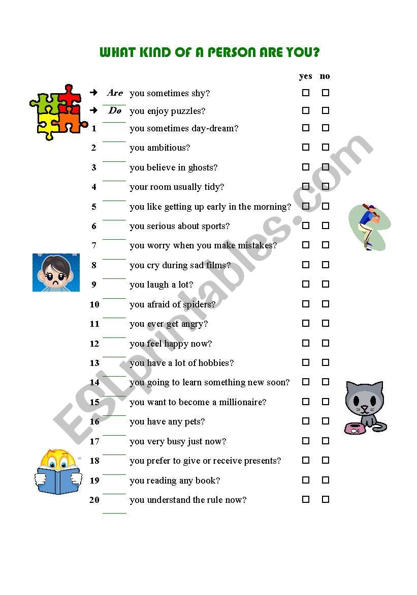 Do or Are Questionairre worksheet
