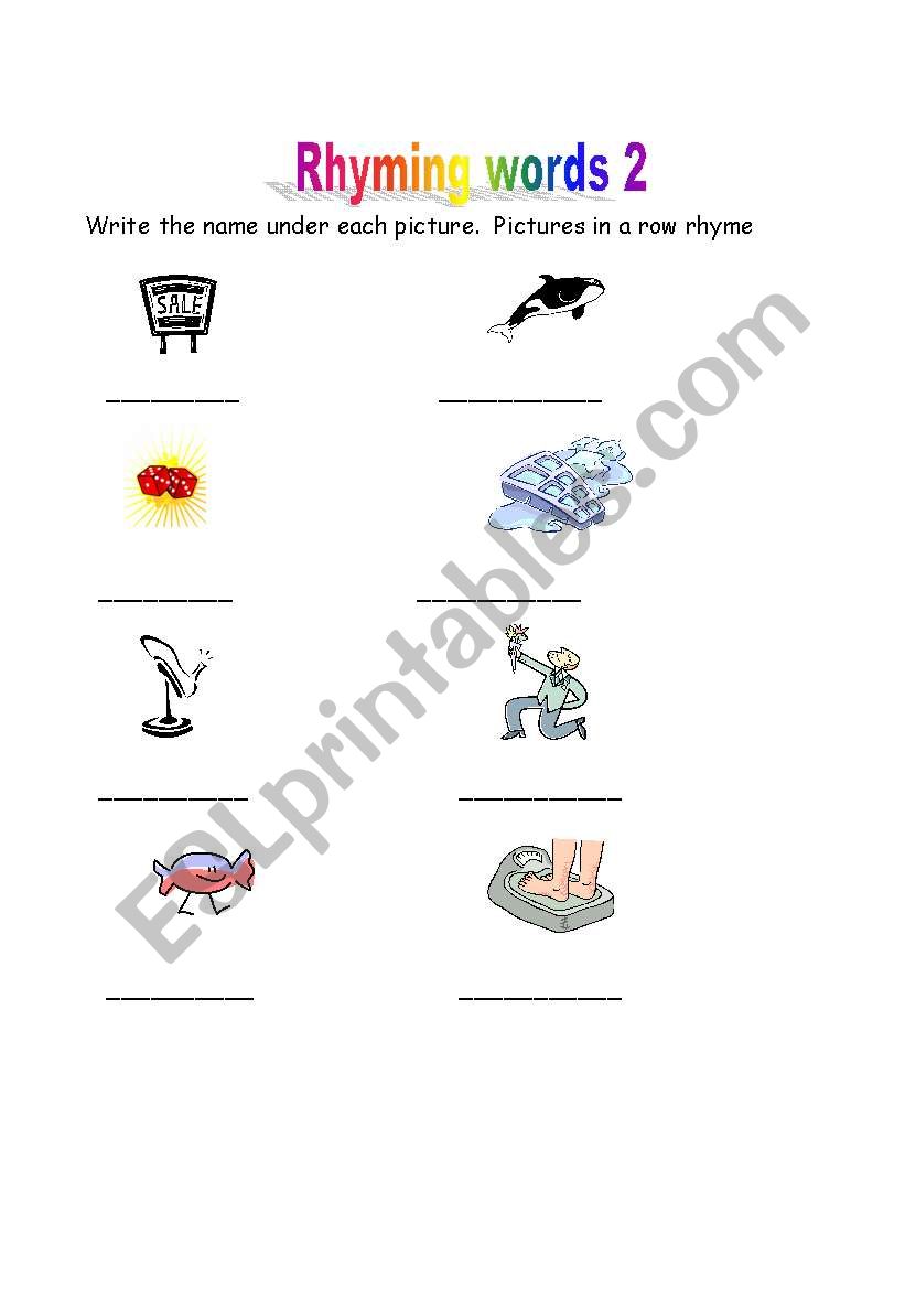Rhyming words worksheet