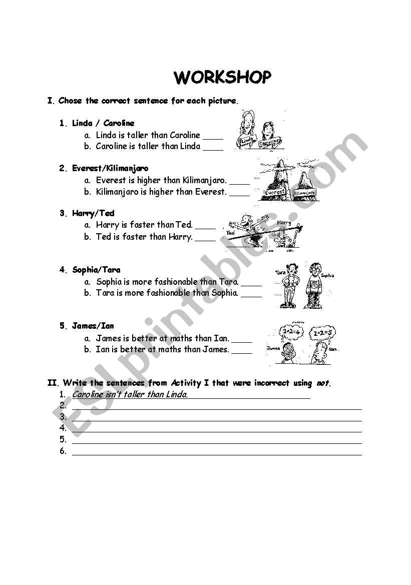 COMPARATIVES AND SUPERLATIVES worksheet