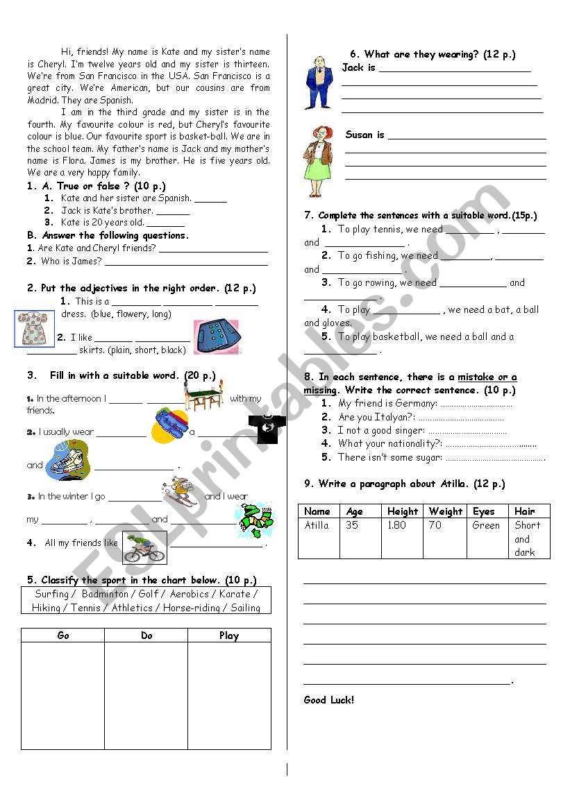 exam for beginners worksheet