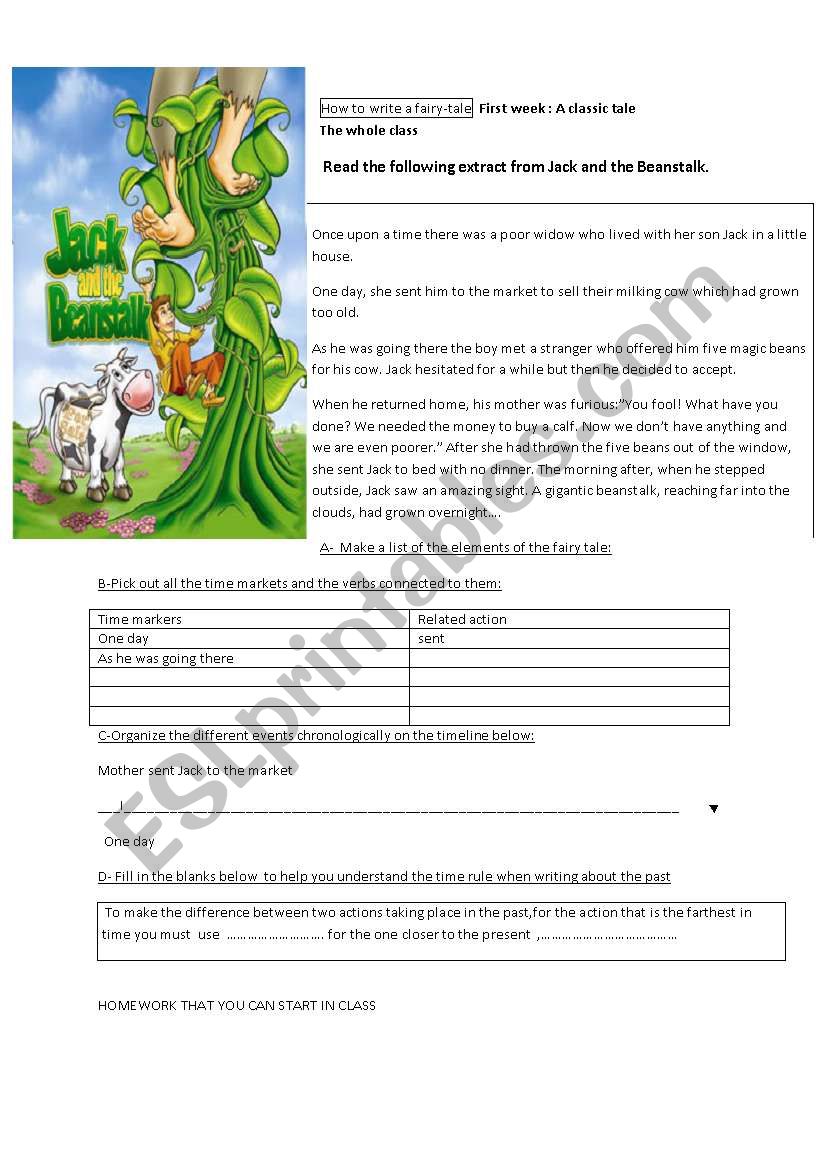 Jack and the Beanstalk worksheet