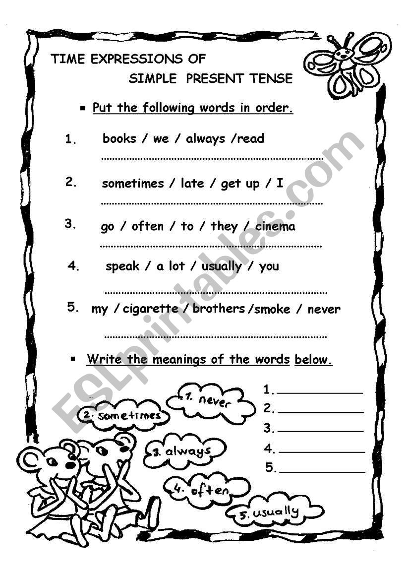 time expressions of simple present tense