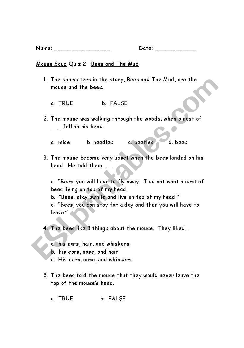 English Worksheets Mouse Soup