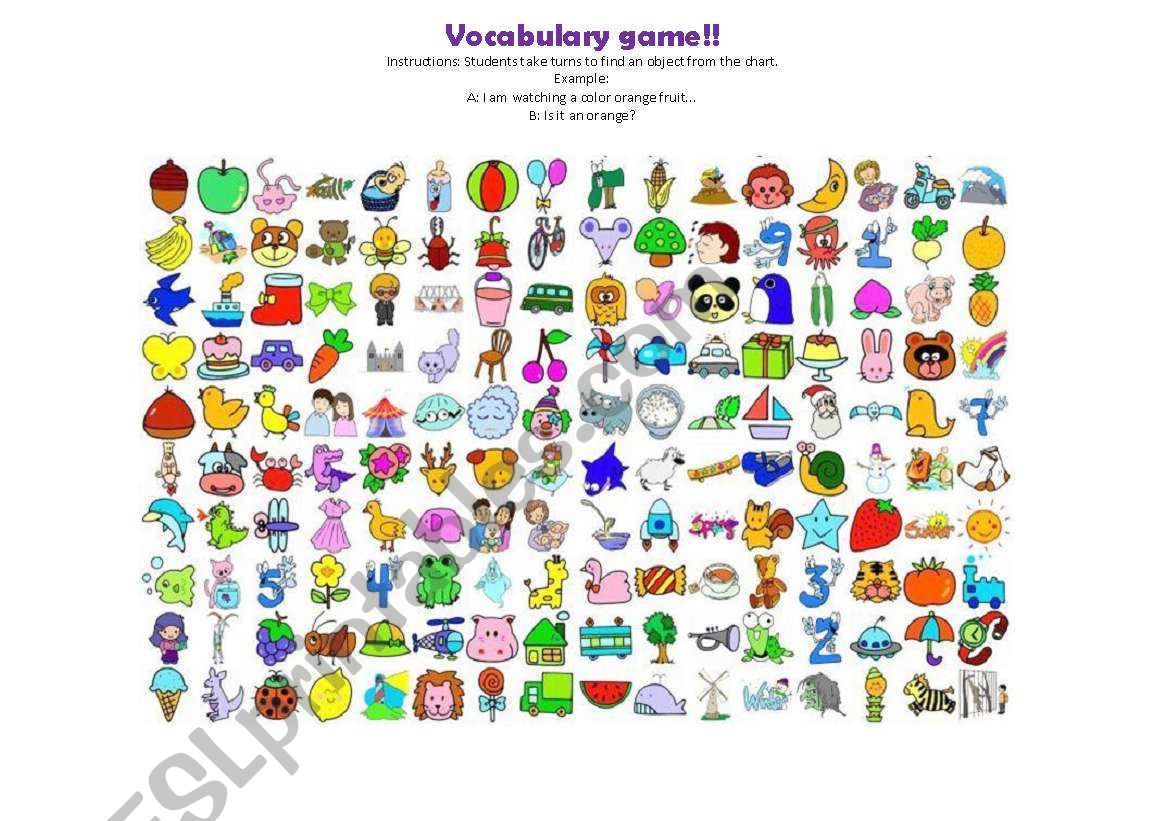 Vocabulary game worksheet
