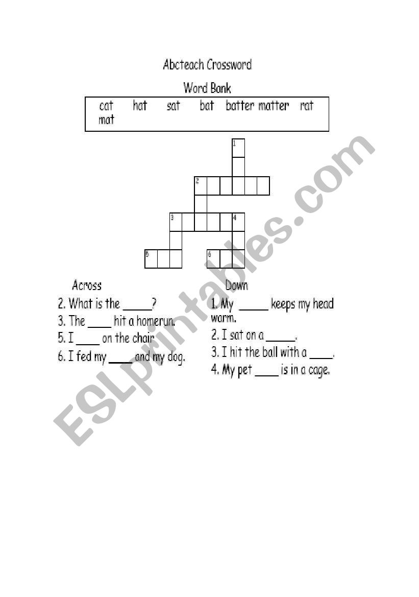 crosswords worksheet