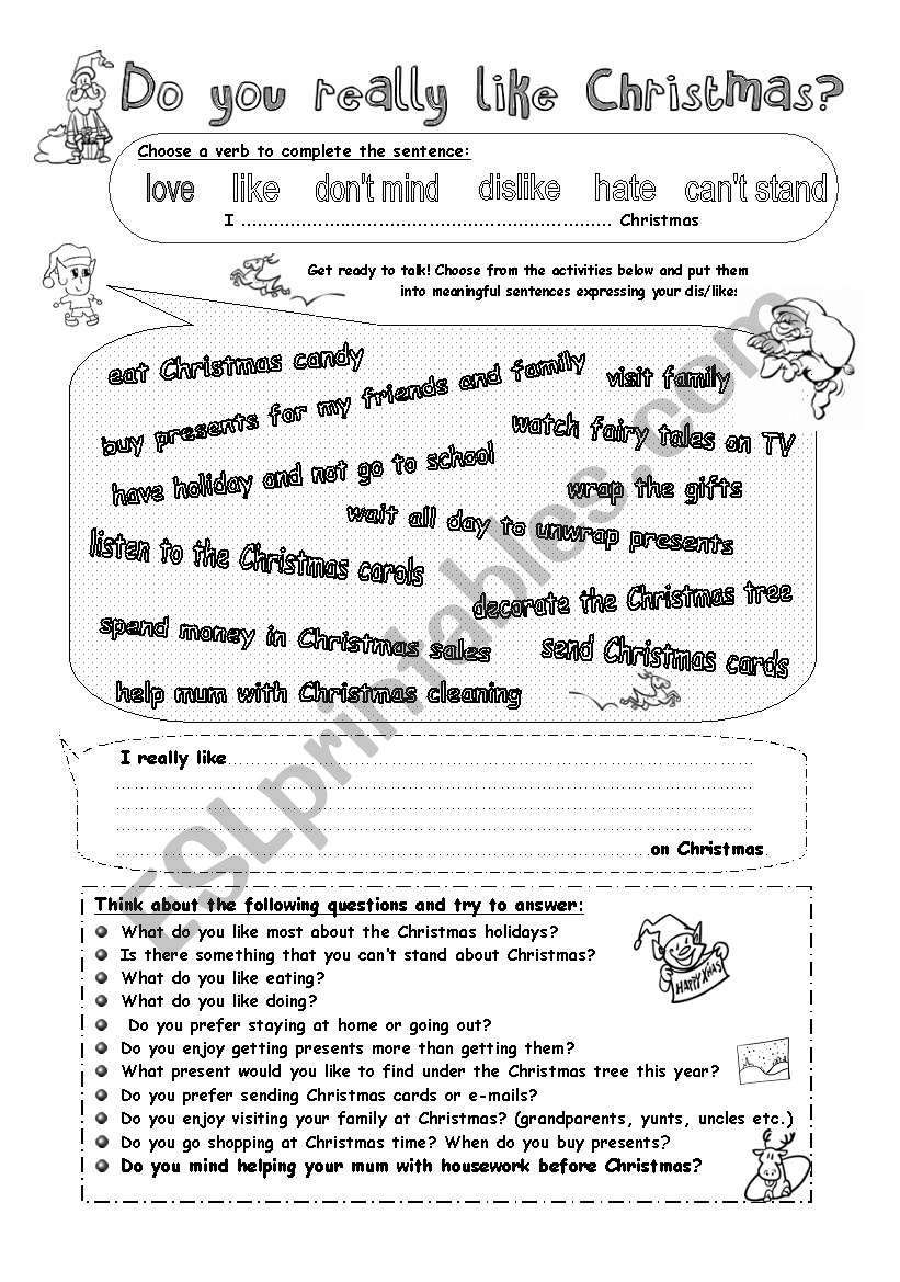 Talk about Christmas - Gerund after verbs