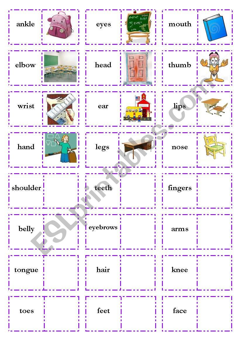 school objects worksheet