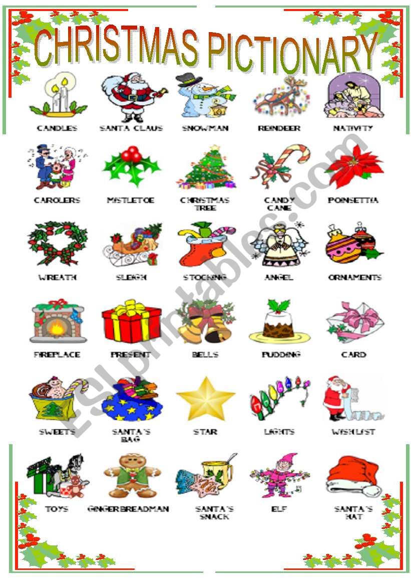 CHRISTMAS PICTIONARY worksheet